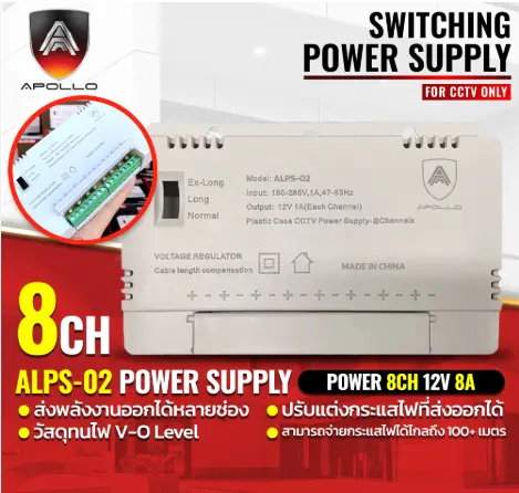 ALPS-02 Switching Power Supply 8Ch CCTV Only